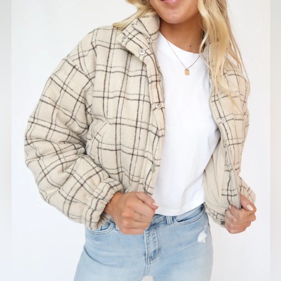 Le Lis Jackets & Blazers - Boutique Plaid Puffer Jacket